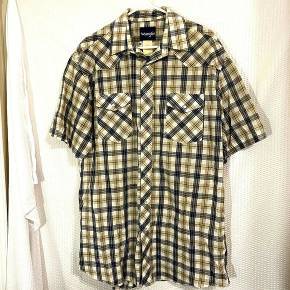 Wrangler Western Plaid Short Sleeve Pearl Snap - Picture 1 of 5